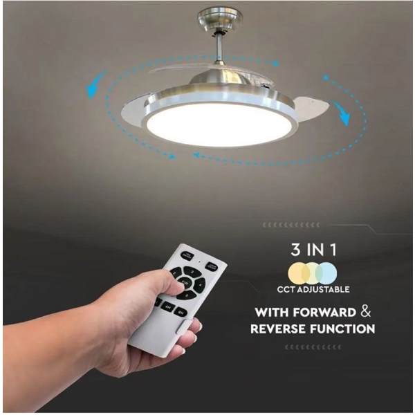 ჭაღი-ვენტილატორი V-TAC LED 7929, 35W, Chandelier Ceiling Fan, Silver