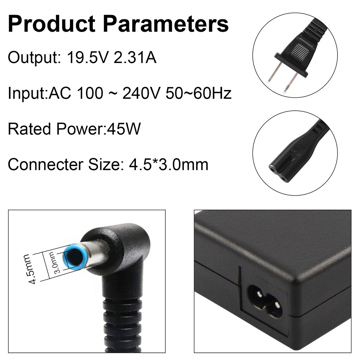 ნოუთბუქის დამტენი DELL ADAPTOR 19.5V 2.31A Connector size: 4.5* 3.0 mm