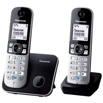 უსადენო სტაციონარული ტელეფონი Panasonic KX-TG6812UAB, Wireless Portable Phone, 2SIP, Black/Silver