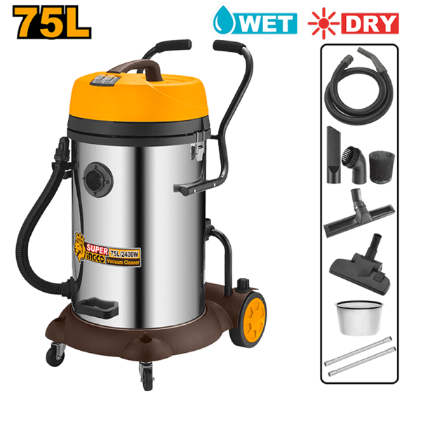 Ingco VC24751, 2400W, 75L, Vacuum Cleaner, Orange