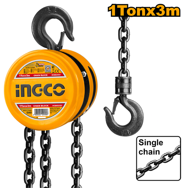 Ingco HCBK0101, 1T, Chain Block, Orange