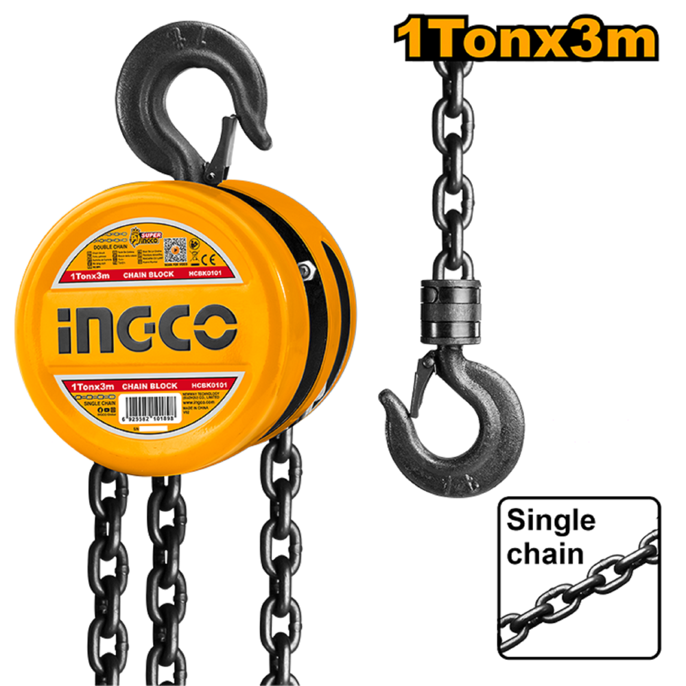 Ingco HCBK0101, 1T, Chain Block, Orange