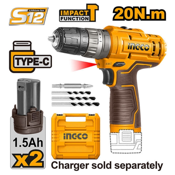 Ingco CIDLI12202, 1500Rpm, Orange/Bown