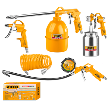 Ingco AKT0051, 5Pcs, Air Spray Gun, Orange