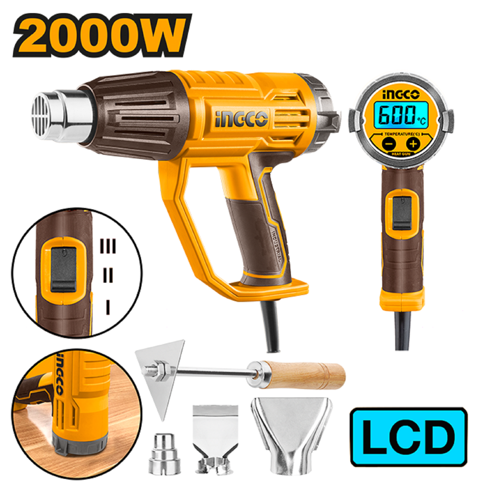 Ingco HG200058, Heat Gun, Orange/Brown