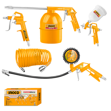 Ingco AKT0053, 5Pcs, Air Spray Gun, Orange