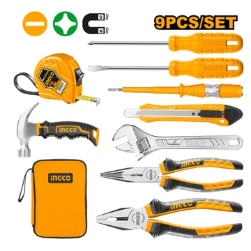 Ingco HKTH10809, 9Pcs Tool Set, Orange