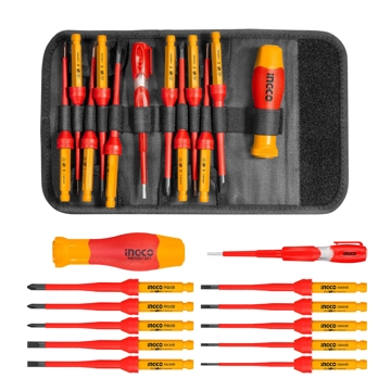 ხელსაწყოების ნაკრები Ingco HKISD1201, 12Pcs Tool Set, Red/Orange