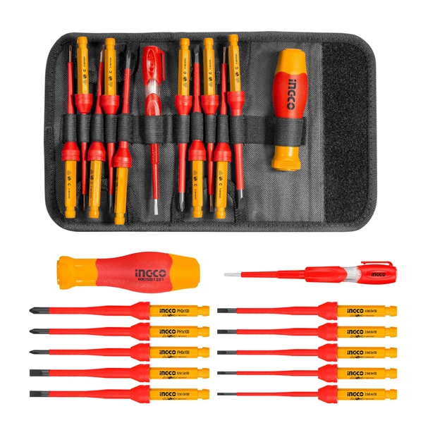 Ingco HKISD1201, 12Pcs Tool Set, Red/Orange