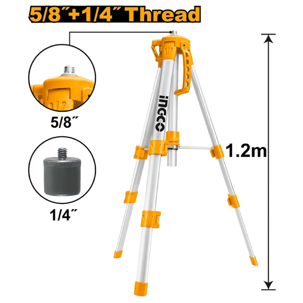 Ingco HLLT01152, 1.2m, Instrument Tripod, Silver/Orange