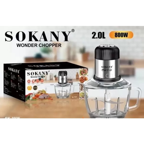 Sokany 7025, 800W, 2L, Chopper, Black/Siver