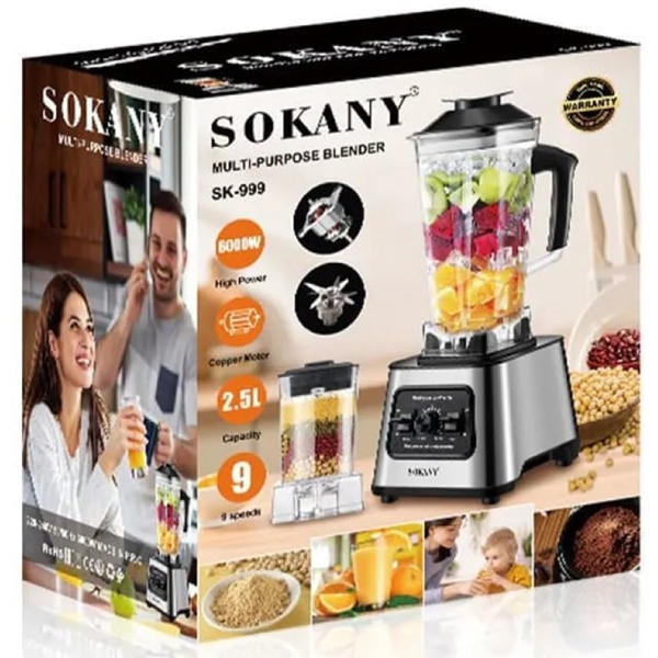 Sokany SK-999, 6000W, 2.5L, Blender, Silver/Black