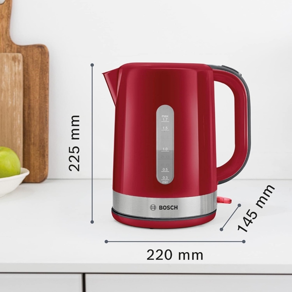 ელექტრო ჩაიდანი Bosch TWK6A514, 2200W, 1.7L, Electric Kettle, Red