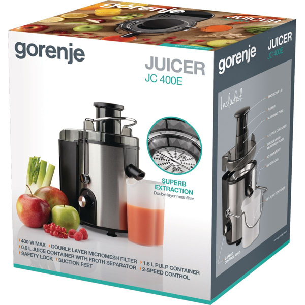 Gorenje JC400E, 400W, 1,6L, Juicer, Black/Silver