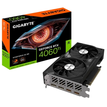 ვიდეო დაფა Gigabyte GV-N406TWF2OC-8GD WINDFORCE OC, GeForce RTX4060 Ti, 8GB, 128bit, HDMI, DP, Black