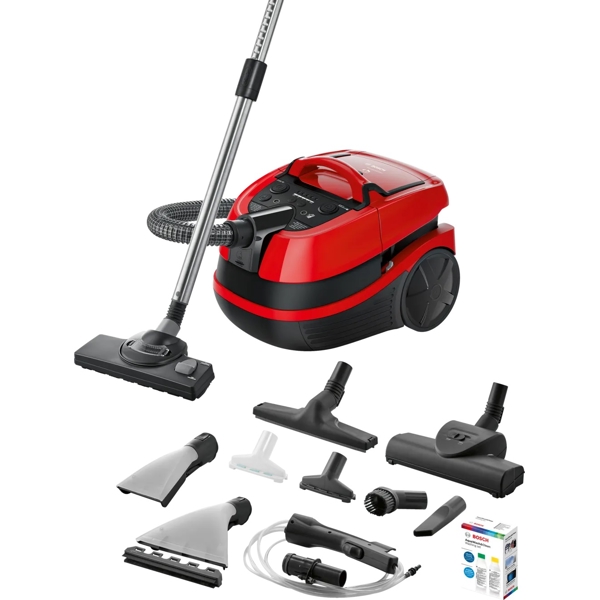 მტვერსასრუტი Bosch BWD421PET, 1400W, Vacuum Cleaner, Black/Red