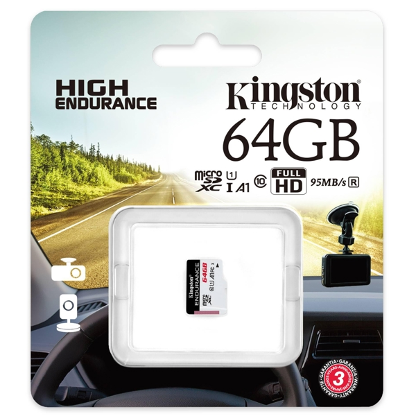 მეხსიერების ბარათი Kingston SDCE/64GB, 64GB, microSDHC, C10, UHS-I, U1, Black/White