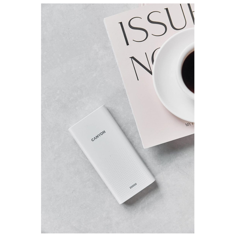 Canyon CNE-CPB2001W, 20000 mAh, Micro-USB, USB Type-C, USB, Power Bank, White