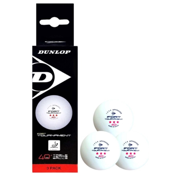 მაგიდის ჩოგბურთის ბურთები Dunlop 827DO679346N, 3Pcs, Table Tennis Balls, White