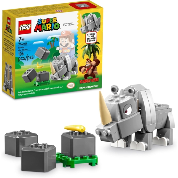 ასაწყობი კონსტრუქცია Lego 71420, Super Mario Rambi the Rhino Expansion Set