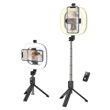 სელფის განათება Hoco LV03 Plus, Ring Light Vlogging Kit, Black