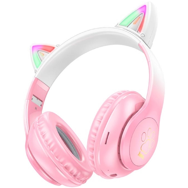 ყურსასმენი Hoco W42 Cat Ears, Headset, Wireless, Bluetooth, TF, AUX, Pink