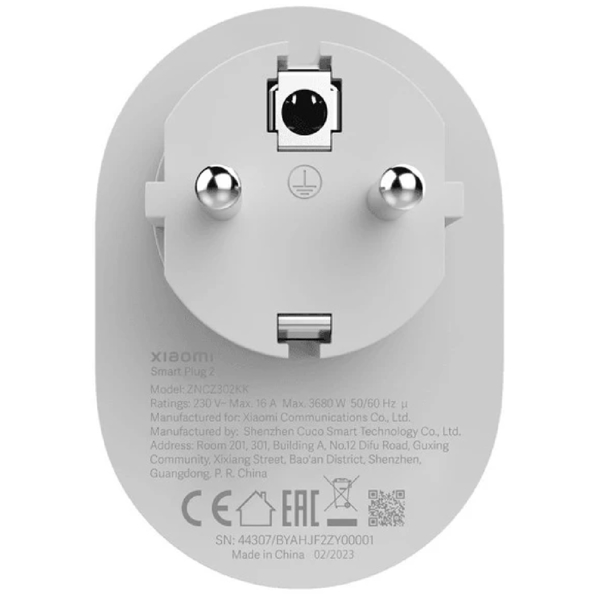 Xiaoml ZNCZ302KK BHR6868EU Smart Plug 2, 3680W, Wi-Fi, Bluetooth, White