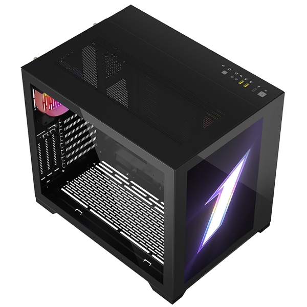 ქეისი 1STPLAYER 1STPLR-SP7-EV-BK, Computer Case, MidT, M-ATX, ATX, USB 3.0, USB-C, Black