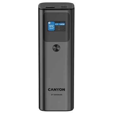 პორტატული დამტენი Canyon CNE-CPB2010DG, 27000mAh, USB Type-C, USB, Power Bank, Dark Grey