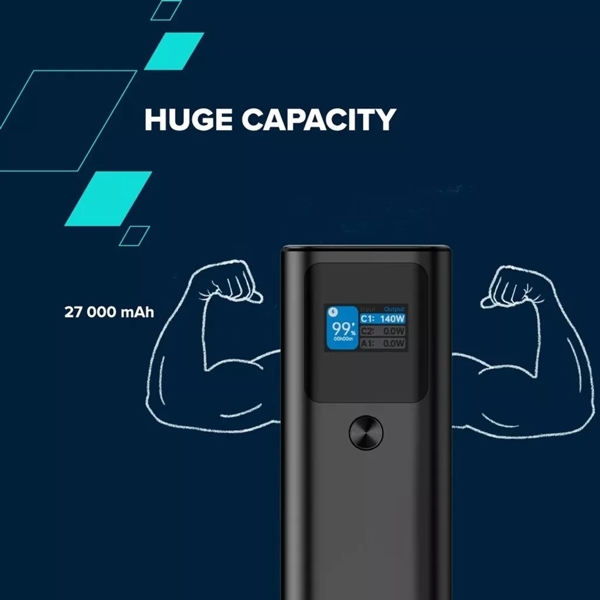 Canyon CNE-CPB2010DG, 27000mAh, USB Type-C, USB, Power Bank, Dark Grey