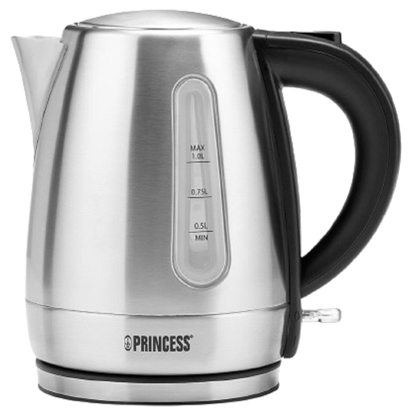 Princess 236023, 2200W, 1L, Electric Kettle, Silver/Black