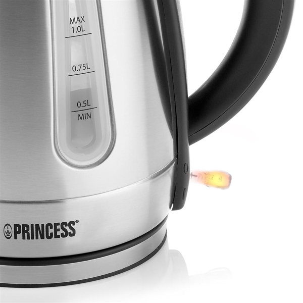 Princess 236023, 2200W, 1L, Electric Kettle, Silver/Black