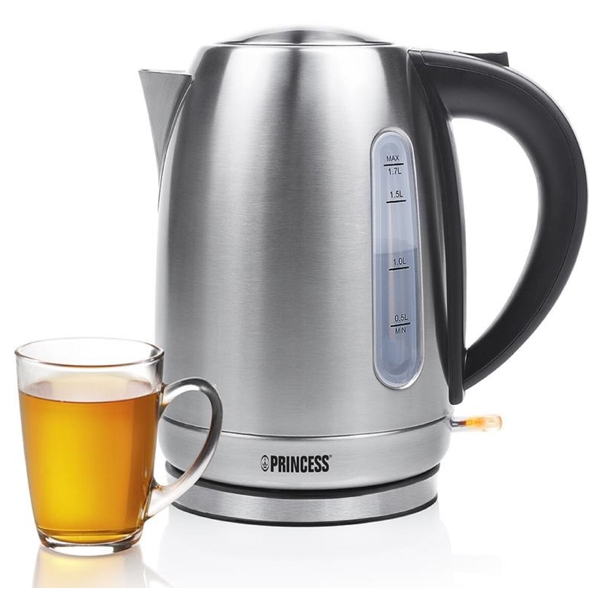 ელექტრო ჩაიდანი Princess 236018, 2200W, 1.7L, Electric Kettle, Silver