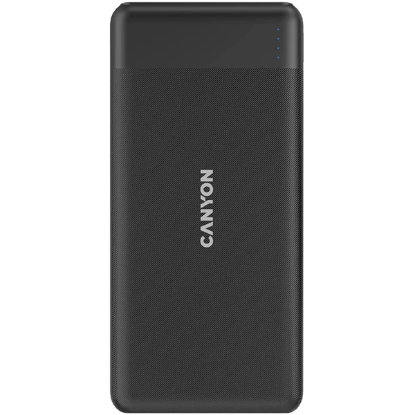 პორტატული დამტენი Canyon CNE-CPB1009B, 10000mAh, USB-C, USB-A, Power Bank, Black