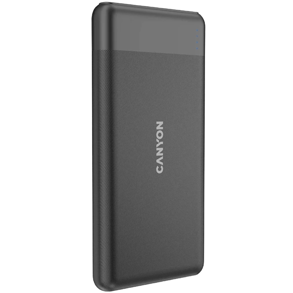 პორტატული დამტენი Canyon CNE-CPB1009B, 10000mAh, USB-C, USB-A, Power Bank, Black