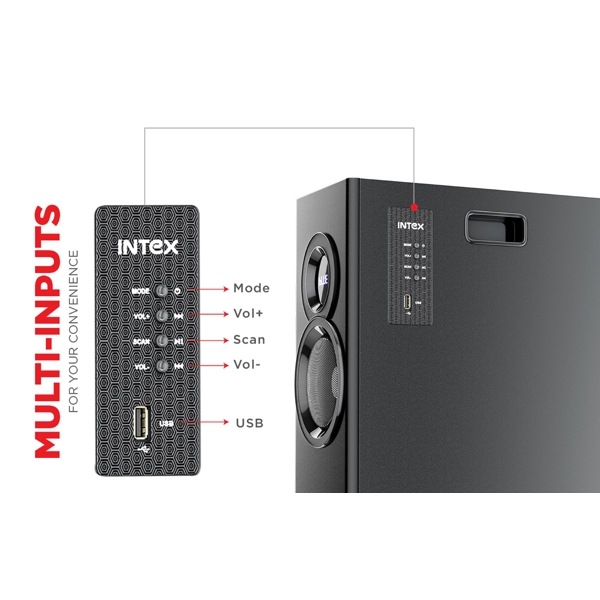 დინამიკი Intex TW-11804 FMUB, 130W, FM, BT, USB, AUX, Speakers, Black