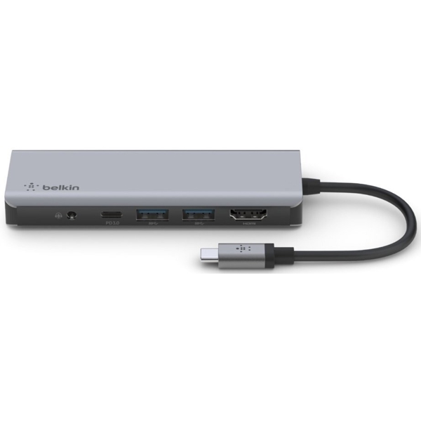 USB-C ჰაბი Belkin AVC009BTSGY, USB-C, HDMI, MicroSD, USB-A, 3.5mm, Hub, Silver