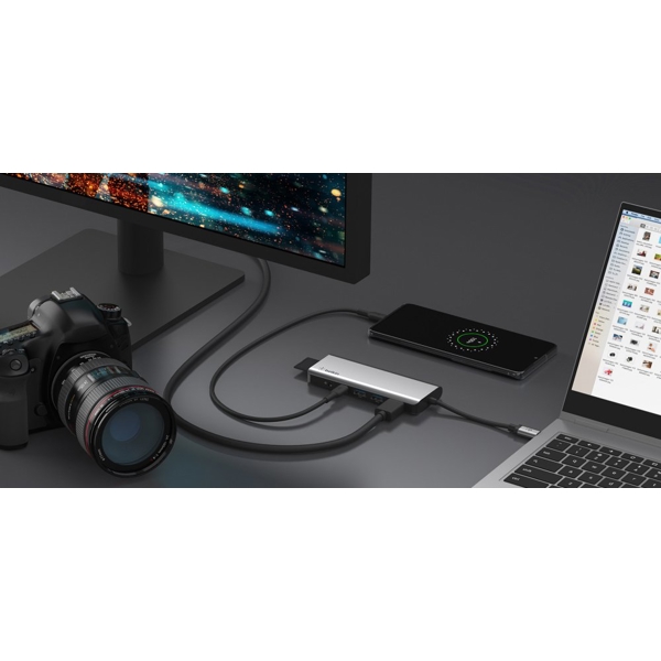 USB-C ჰაბი Belkin AVC009BTSGY, USB-C, HDMI, MicroSD, USB-A, 3.5mm, Hub, Silver