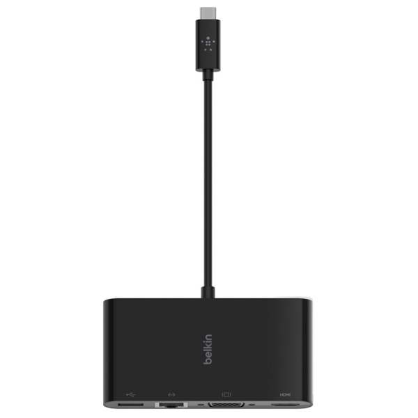 Belkin AVC005BTBK, USB-C, VGA, USB, HDMI, Ethernet, Hub, Black