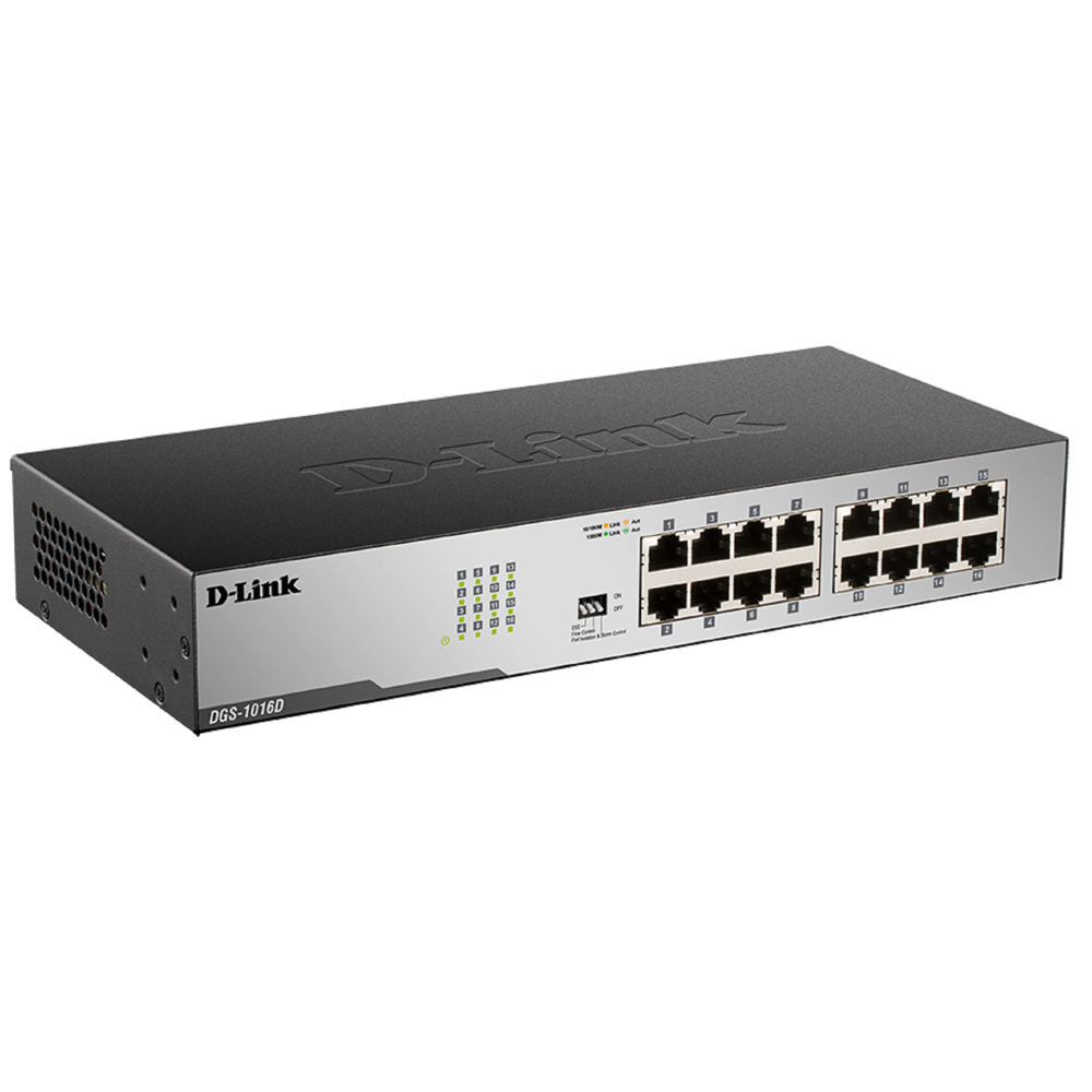 D-Link DGS-1016D, Unmanaged 16-Port Gigabit, Switch, Black