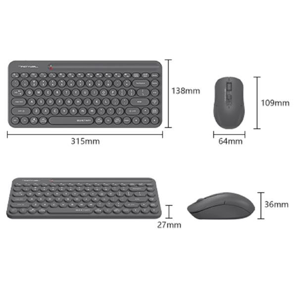 A4Tech Fstyler FG3300 Air2, Wireless, USB, Keyboard And Mouse, Air Grey