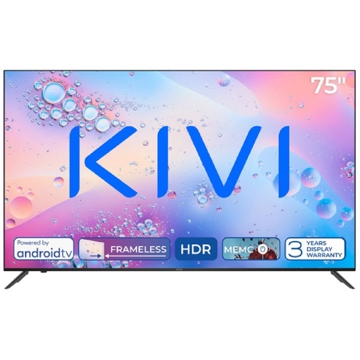 ტელევიზორი Kivi 75U760QB, 75", 4K UHD, Smart TV, Android TV, USB, HDMI, LAN, BT, WIFI, Black