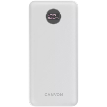 პორტატული დამტენი Canyon CNE-CPB2002W, 20000 mAh, USB Type-C, USB, Power Bank, White