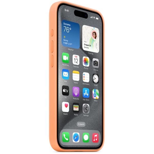 Apple MT1H3ZM/A, For iPhone 15 Pro, Cover, Orange Sorbet