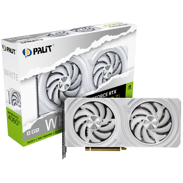 Palit NE6406T019P1-1048L, Geforce RTX4060 TI, 8GB, 128bit, HDMI, DP, White