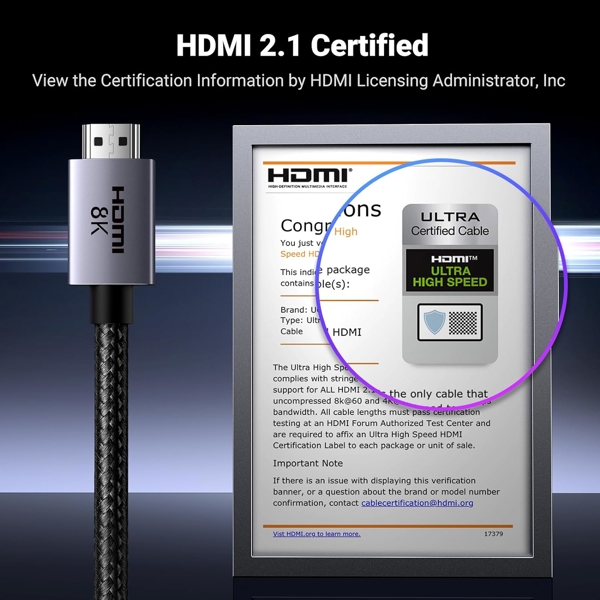 UGREEN HD171 (25910 ), 8K HDMI To HDMI, 2M, Grey