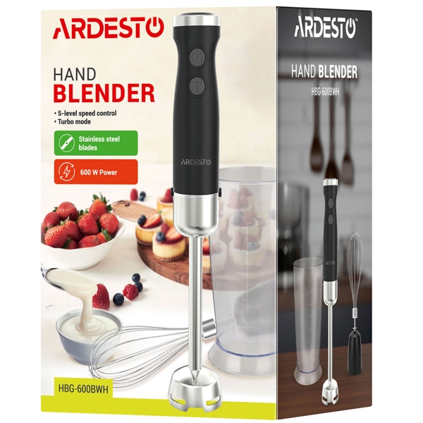 Ardesto HBG-600BWH, 600W, 600ml, Blender, Black