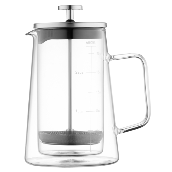 ჩაიდანი Ardesto AR1906DW BLACK MARS, 600ml, French Press, Transparent