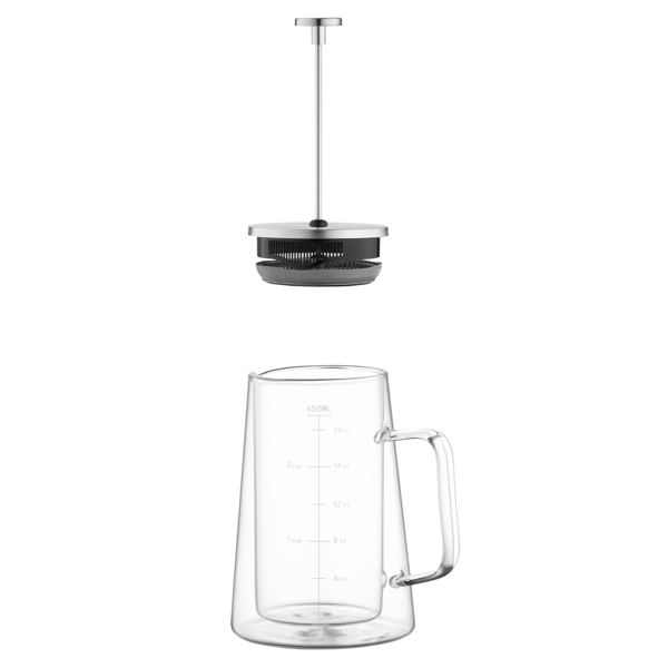 Ardesto AR1906DW BLACK MARS, 600ml, French Press, Transparent