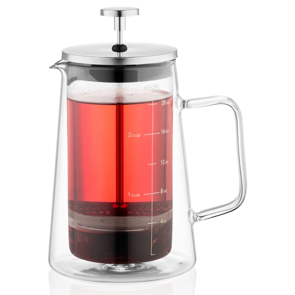 Ardesto AR1906DW BLACK MARS, 600ml, French Press, Transparent